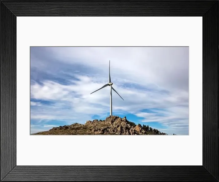 Framed Print : Wind turbine on the rocky hill top Framed Print : Wind turbine on the rocky hill top