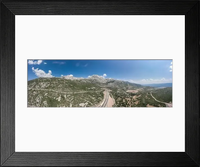 Framed Print : Aerial panoramic view of limestone mountain peak Tulove Grede near Dalmatia in Croatia Framed Print : Aerial panoramic view of limestone mountain peak Tulove Grede near Dalmatia in Croatia