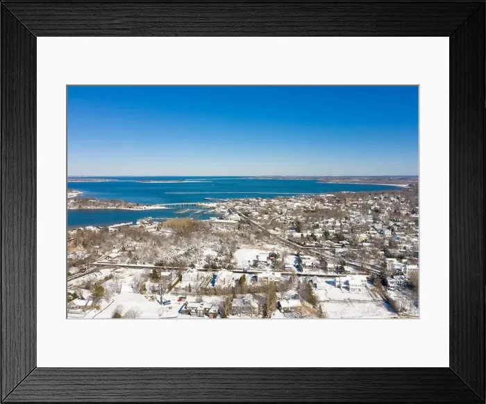 Framed Print : Aerial view of the Village of Sag Harbor on a winter day Framed Print : Aerial view of the Village of Sag Harbor on a winter day