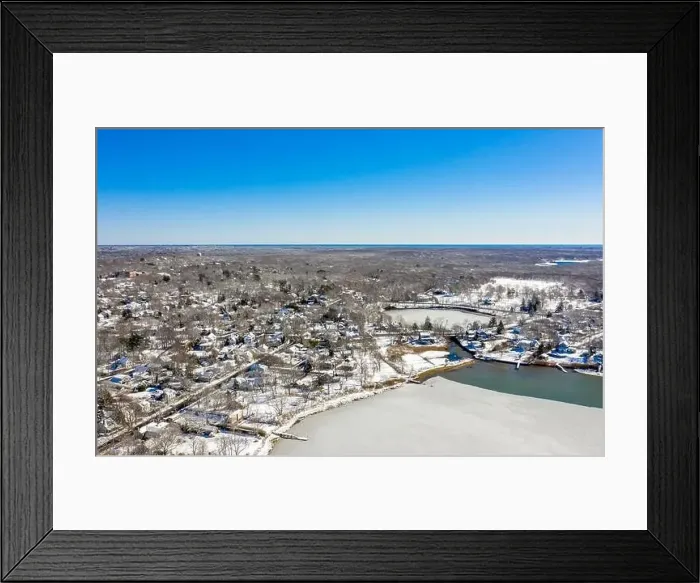 Framed Print : Aerial view of Sag Harbor on a sunny winter day Framed Print : Aerial view of Sag Harbor on a sunny winter day