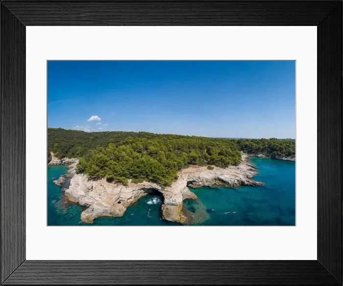Framed Print : Aerial view of Rocky beach near Pula, Croatia