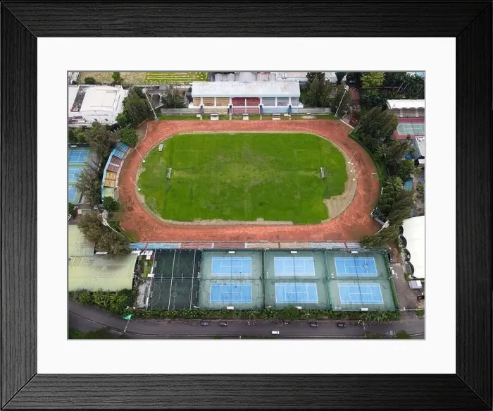 Framed Print : Aerial view of football stadium in Bandung City Framed Print : Aerial view of football stadium in Bandung City