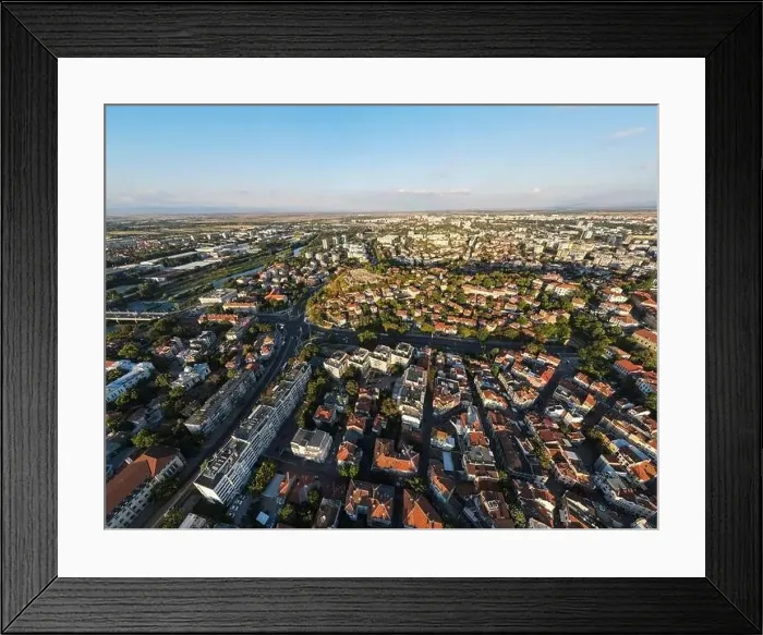Framed Print : Aerial panoramic sunset view of City of Plovdiv, Bulgaria Framed Print : Aerial panoramic sunset view of City of Plovdiv, Bulgaria