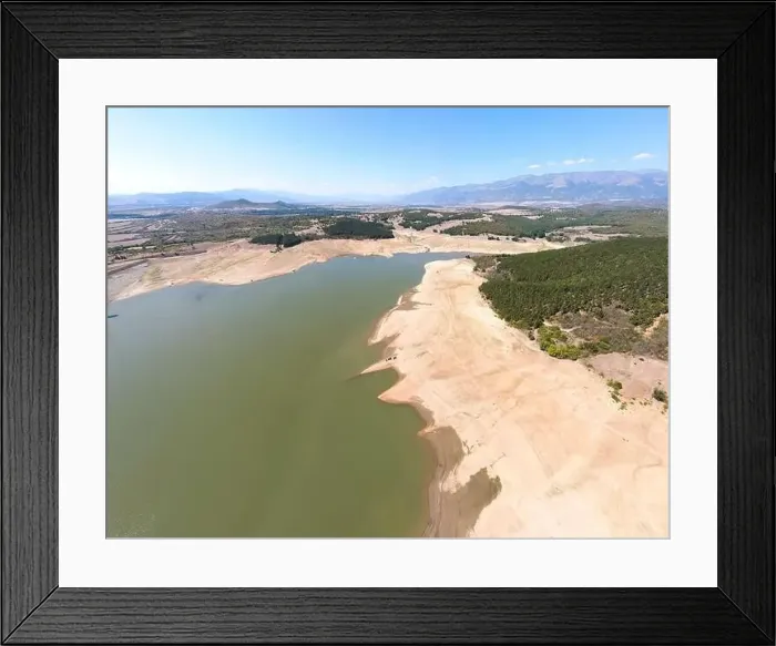 Framed Print : Aerial panorama of Domlyan Reservoir, Sredna Gora Mountain, Plovdiv Region, Bulgaria Framed Print : Aerial panorama of Domlyan Reservoir, Sredna Gora Mountain, Plovdiv Region, Bulgaria