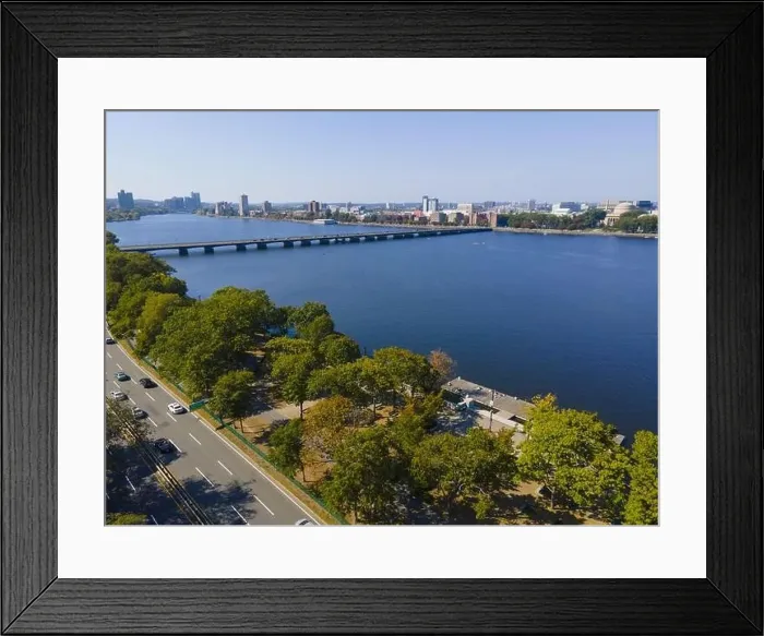 Framed Print : Boston Harvard Bridge on Charles River aerial view that connects city of Cambridge and Boston, Massachusetts MA, USA Framed Print : Boston Harvard Bridge on Charles River aerial view that connects city of Cambridge and Boston, Massachusetts MA, USA