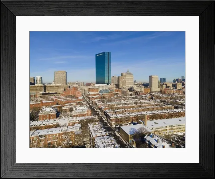 Framed Print : Boston Back Bay modern city skyline including John Hancock Tower in winter in Boston, Massachusetts MA, USA Framed Print : Boston Back Bay modern city skyline including John Hancock Tower in winter in Boston, Massachusetts MA, USA