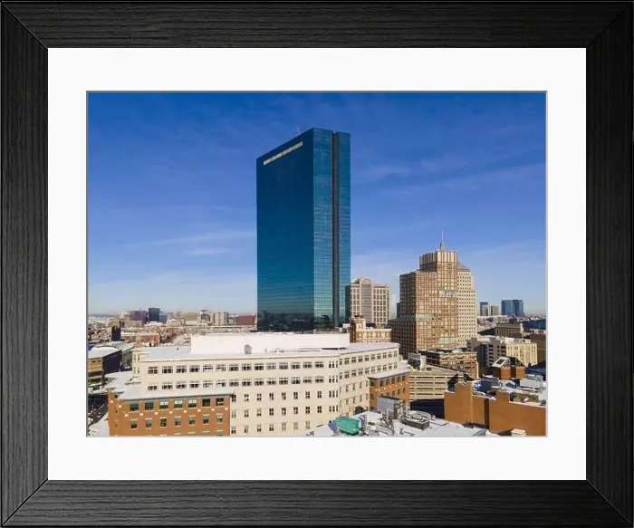 Framed Print : Boston Back Bay modern city skyline including John Hancock Tower in winter in Boston, Massachusetts MA, USA Framed Print : Boston Back Bay modern city skyline including John Hancock Tower in winter in Boston, Massachusetts MA, USA