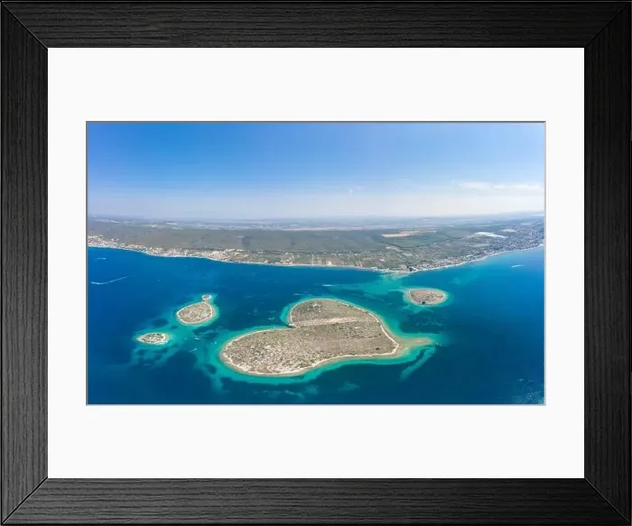 Framed Print : Aerial drone shot of heart-shaped island Galesnjak in Dalamatia Croatia Framed Print : Aerial drone shot of heart-shaped island Galesnjak in Dalamatia Croatia