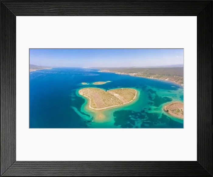 Framed Print : Aerial drone shot of heart-shaped island Galesnjak in Dalamatia Croatia Framed Print : Aerial drone shot of heart-shaped island Galesnjak in Dalamatia Croatia