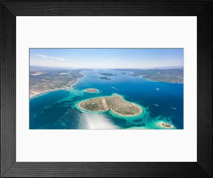 Framed Print : Aerial drone shot of heart-shaped island Galesnjak in Dalamatia Croatia Framed Print : Aerial drone shot of heart-shaped island Galesnjak in Dalamatia Croatia