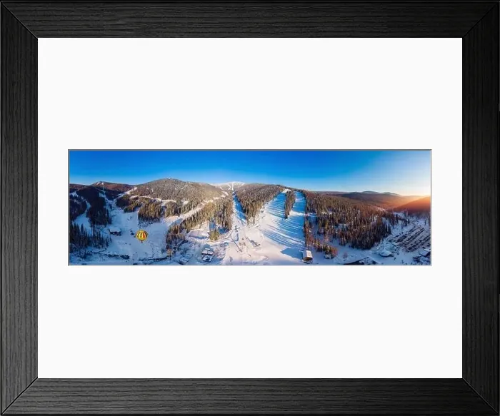 Framed Print : Panorama Sheregesh ski resort in winter, landscape on mountain and hotels, aerial top view Kemerovo region Russia Framed Print : Panorama Sheregesh ski resort in winter, landscape on mountain and hotels, aerial top view Kemerovo region Russia