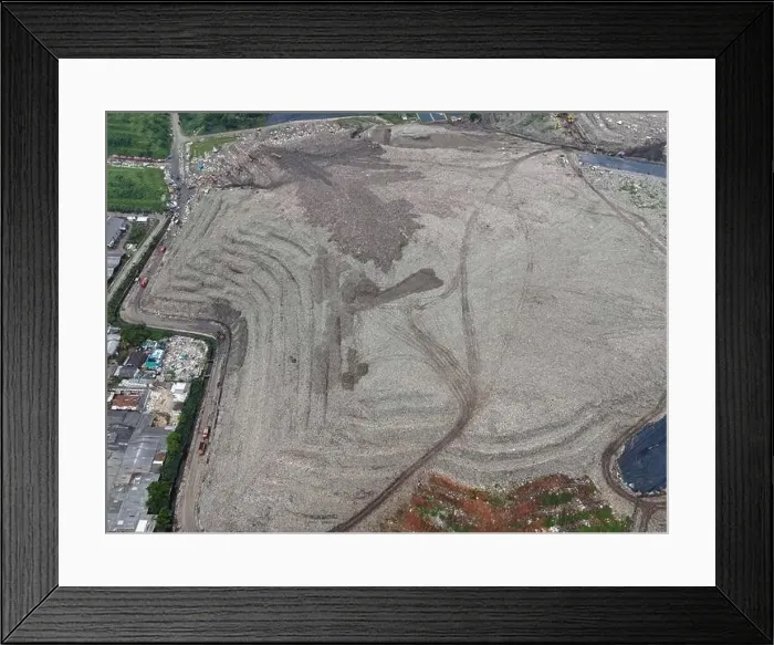 Framed Print : Aerial View. Large landfills like mountains Framed Print : Aerial View. Large landfills like mountains