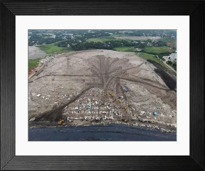 Framed Print : Aerial View. Large landfills like mountains Framed Print : Aerial View. Large landfills like mountains