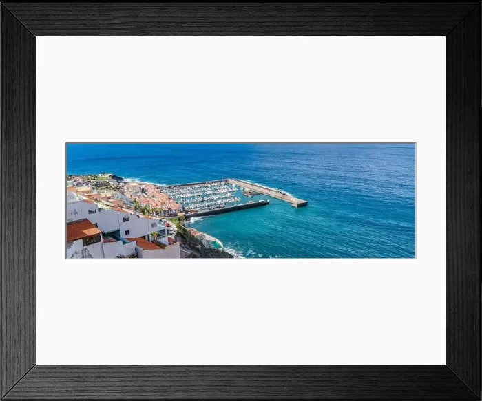 Framed Print : Aerial view of Los Gigantes marina with yachts and boats in Tenerife, Canary islands, Spain, panorama Framed Print : Aerial view of Los Gigantes marina with yachts and boats in Tenerife, Canary islands, Spain, panorama