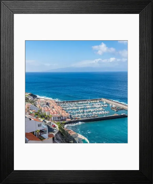 Framed Print : Aerial view of Los Gigantes marina with yachts and boats in Tenerife, Canary islands, Spain Framed Print : Aerial view of Los Gigantes marina with yachts and boats in Tenerife, Canary islands, Spain