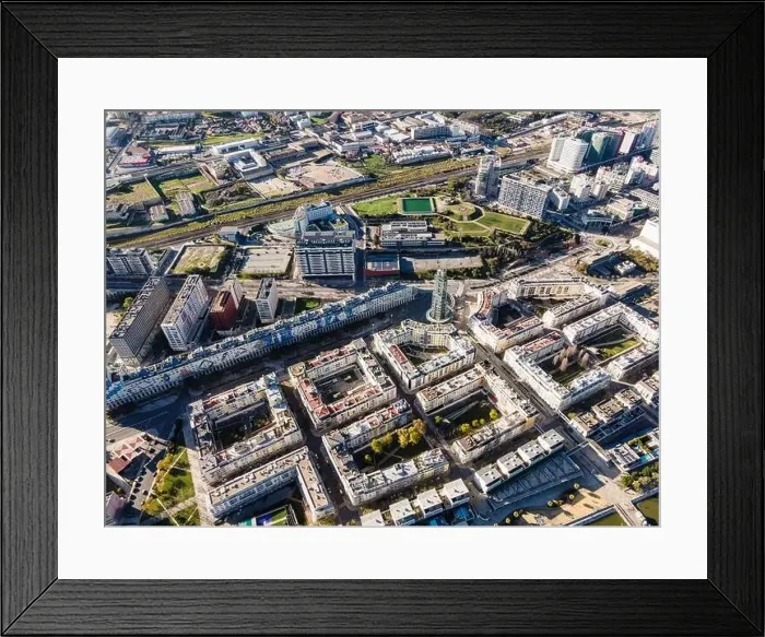 Framed Print : Aerial view of a residential district in Lisbon downtown with the old Gulp tower Framed Print : Aerial view of a residential district in Lisbon downtown with the old Gulp tower