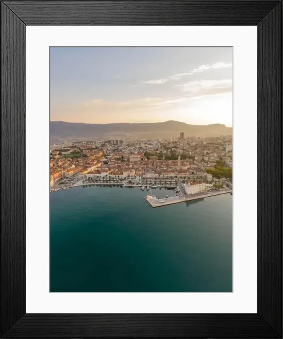 Framed Print : Aeril drone shot of Diocletian Palace in rising sun light morning in Split old town Croatia Framed Print : Aeril drone shot of Diocletian Palace in rising sun light morning in Split old town Croatia