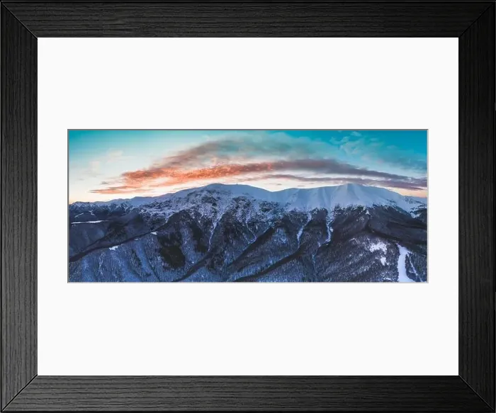 Framed Print : Botev peak, mountain line, and the sky in sunset colors