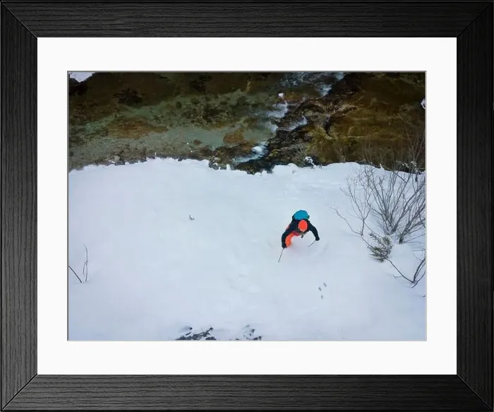 Framed Print : Drone shot of hiker with backpack Framed Print : Drone shot of hiker with backpack