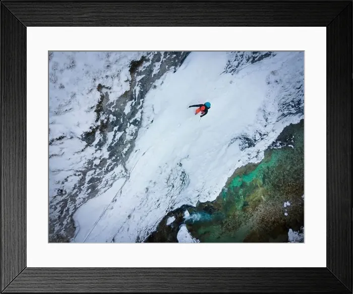 Framed Print : Drone shot of hiker with backpack Framed Print : Drone shot of hiker with backpack
