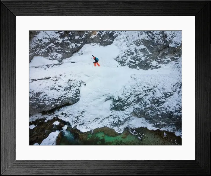Framed Print : Drone shot of hiker with backpack Framed Print : Drone shot of hiker with backpack