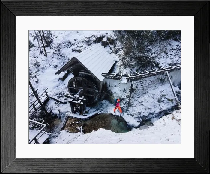 Framed Print : cool male Hiker with beard, with backpack Framed Print : cool male Hiker with beard, with backpack