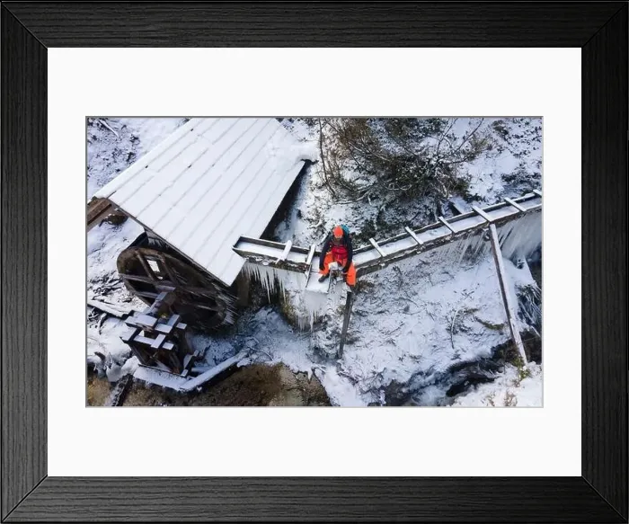 Framed Print : cool male Hiker with beard, with backpack Framed Print : cool male Hiker with beard, with backpack