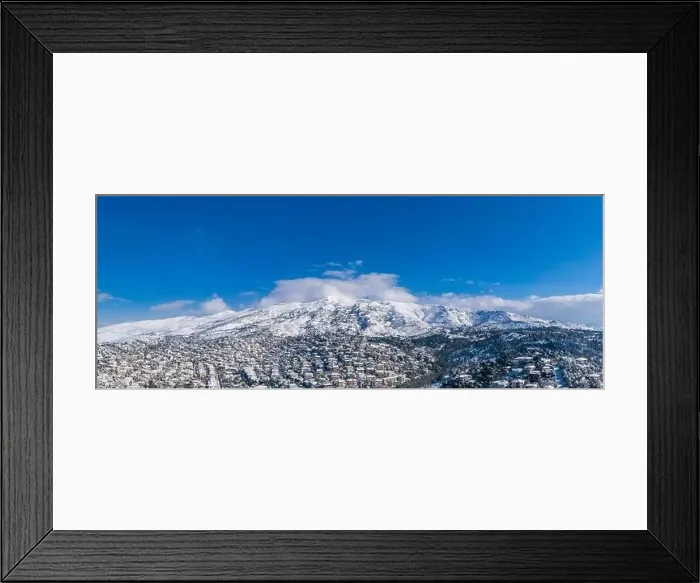 Framed Print : Attica Greece. Penteli mountain peak covered with snow Framed Print : Attica Greece. Penteli mountain peak covered with snow