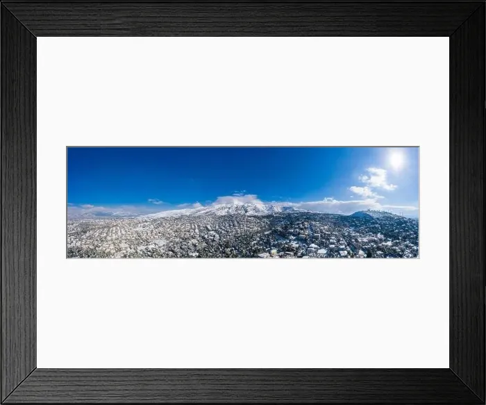 Framed Print : Attica Greece. Penteli mountain peak covered with snow Framed Print : Attica Greece. Penteli mountain peak covered with snow