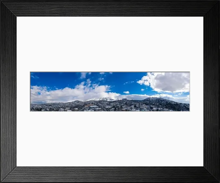 Framed Print : Attica Greece. Penteli mountain peak covered with snow Framed Print : Attica Greece. Penteli mountain peak covered with snow