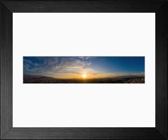 Framed Print : Sunset over Athens, Greece. Aerial drone panoramic view from Penteli mount Framed Print : Sunset over Athens, Greece. Aerial drone panoramic view from Penteli mount