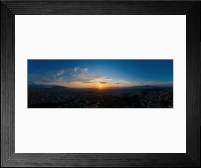Framed Print : Sunset over Athens, Greece. Aerial drone panoramic view from Penteli mount Framed Print : Sunset over Athens, Greece. Aerial drone panoramic view from Penteli mount