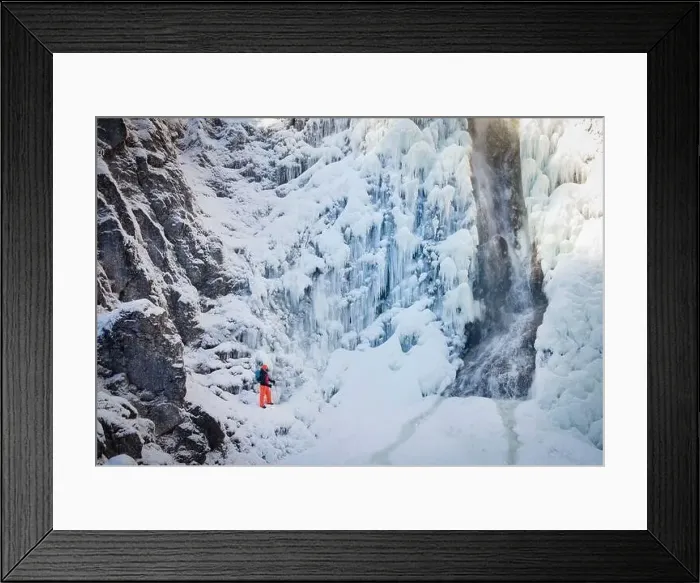 Framed Print : aerial drone shot of hiker with backpack