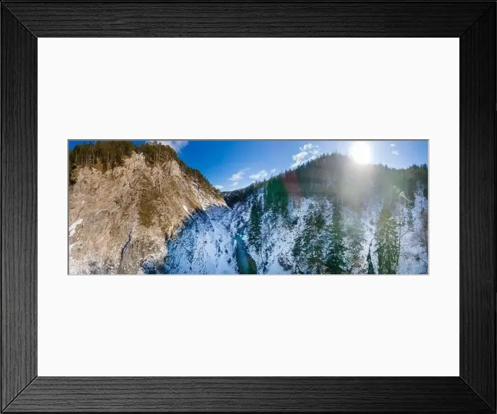 Framed Print : aerial drone flight panoramic view of the oetschergraeben in austria in winter Framed Print : aerial drone flight panoramic view of the oetschergraeben in austria in winter