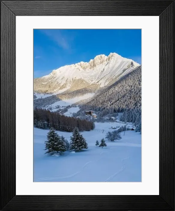 Framed Print : The ski slopes in front of Presolana massif at sunrise Framed Print : The ski slopes in front of Presolana massif at sunrise
