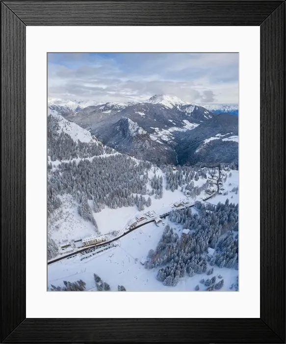 Framed Print : The Silvestri church, Presolana Pass and the Pizzo Camino in winter sunrise