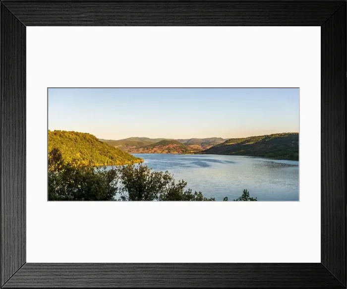 Framed Print : Aerial panorama of Lac du Salagou in the early morning in summer in Hérault in Occitania, France Framed Print : Aerial panorama of Lac du Salagou in the early morning in summer in Hérault in Occitania, France