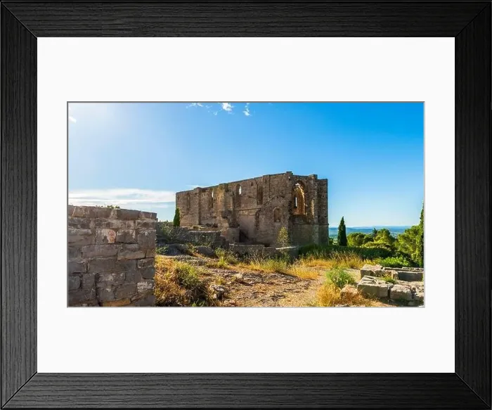 Framed Print : View of Saint Félix de Monceau abbey in Gigean in Hérault in Occitania, France Framed Print : View of Saint Félix de Monceau abbey in Gigean in Hérault in Occitania, France