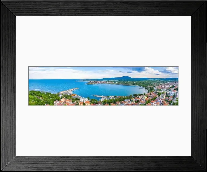 Framed Print : Aerial view of Bulgarian seaside town Ahtopol Framed Print : Aerial view of Bulgarian seaside town Ahtopol