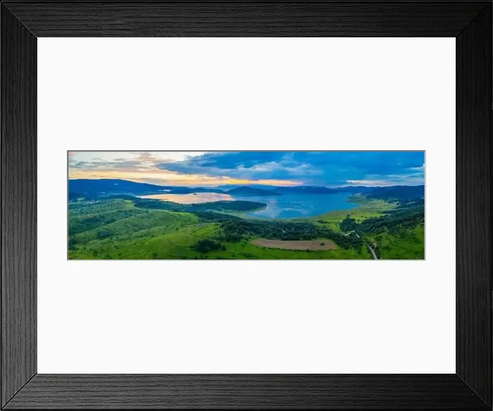 Framed Print : Sunset aerial view of Batak reservoir in Bulgaria Framed Print : Sunset aerial view of Batak reservoir in Bulgaria