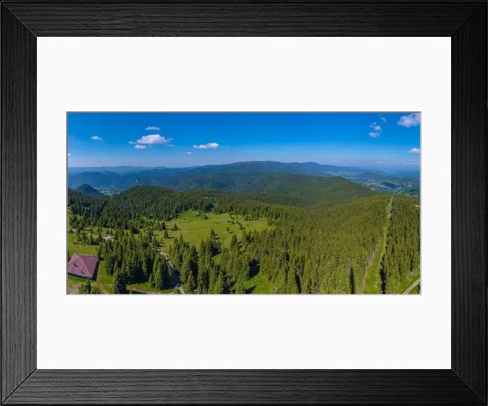 Framed Print : Rhodopes mountains surrounding Pamporovo village in Bulgaria during summer