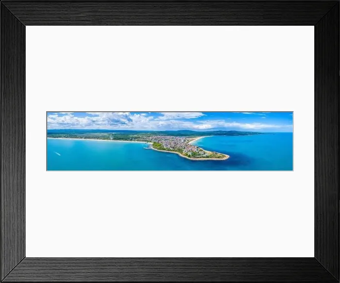 Framed Print : Aerial view of Bulgarian seaside town Primorsko Framed Print : Aerial view of Bulgarian seaside town Primorsko