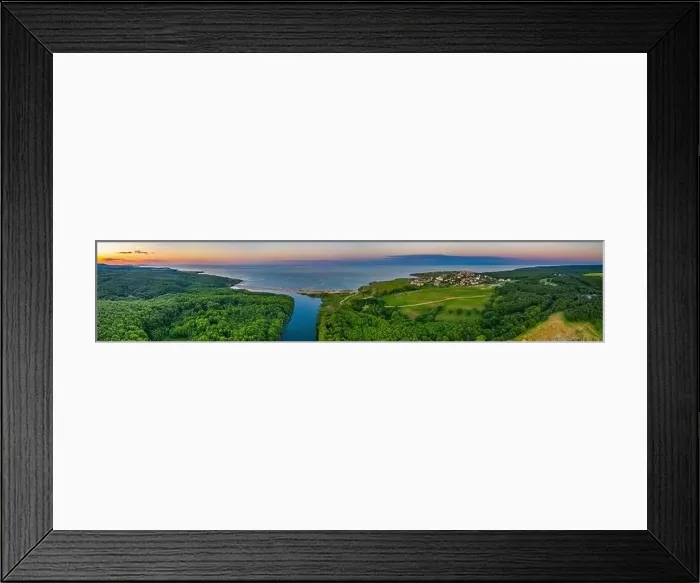 Framed Print : Sunset aerial view of Veleka beach in Bulgaria
