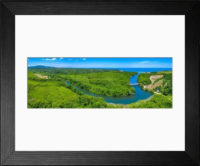 Framed Print : Aerial view of Strandzha mountains and veleka river in bulgaria Framed Print : Aerial view of Strandzha mountains and veleka river in bulgaria