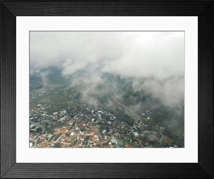 Framed Print : Aerial view of Dieng village at Wonosobo with mountain around it Framed Print : Aerial view of Dieng village at Wonosobo with mountain around it