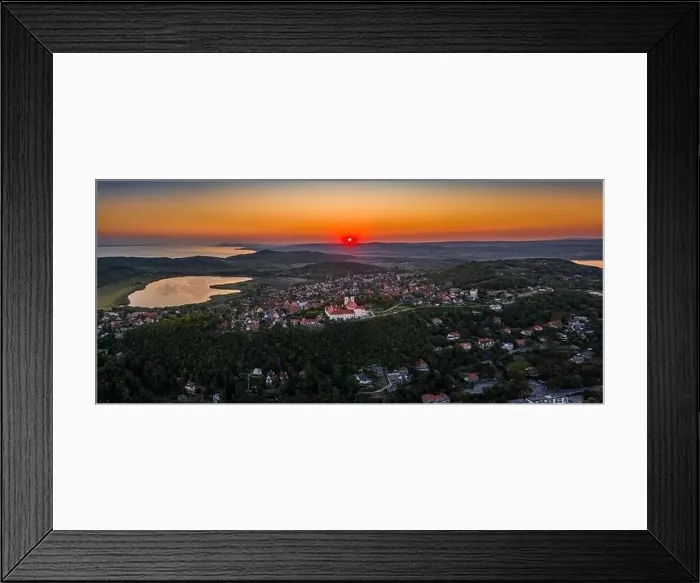Framed Print : Tihany, Hungary - Aerial panoramic view of Benedictine Monastery of Tihany (Tihany Abbey) Framed Print : Tihany, Hungary - Aerial panoramic view of Benedictine Monastery of Tihany (Tihany Abbey)