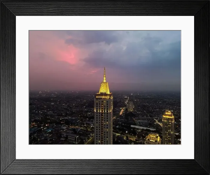 Framed Print : Pakubuwono skyline aerial drone view from above at night Framed Print : Pakubuwono skyline aerial drone view from above at night