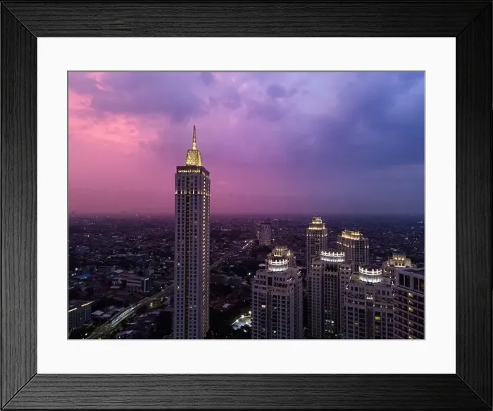 Framed Print : Pakubuwono skyline aerial drone view from above at night Framed Print : Pakubuwono skyline aerial drone view from above at night