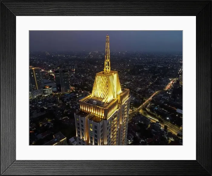 Framed Print : Pakubuwono skyline aerial drone view from above at night Framed Print : Pakubuwono skyline aerial drone view from above at night