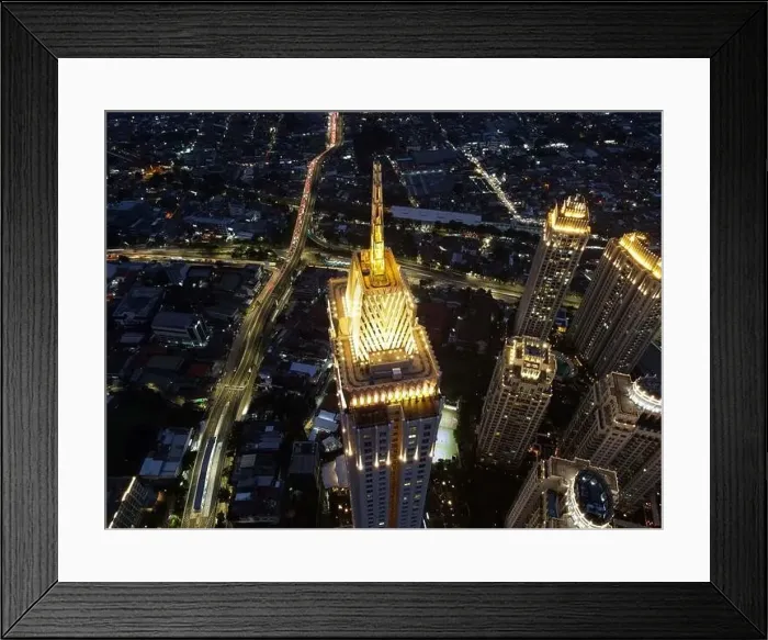 Framed Print : Pakubuwono skyline aerial drone view from above at night Framed Print : Pakubuwono skyline aerial drone view from above at night